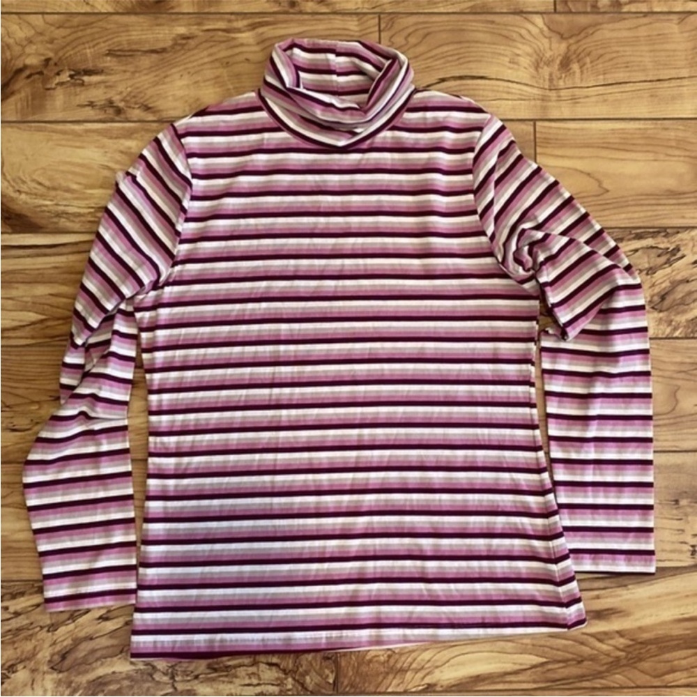 4/$20✨ Time and Tru Pink Burgundy and Cream Striped Turtleneck